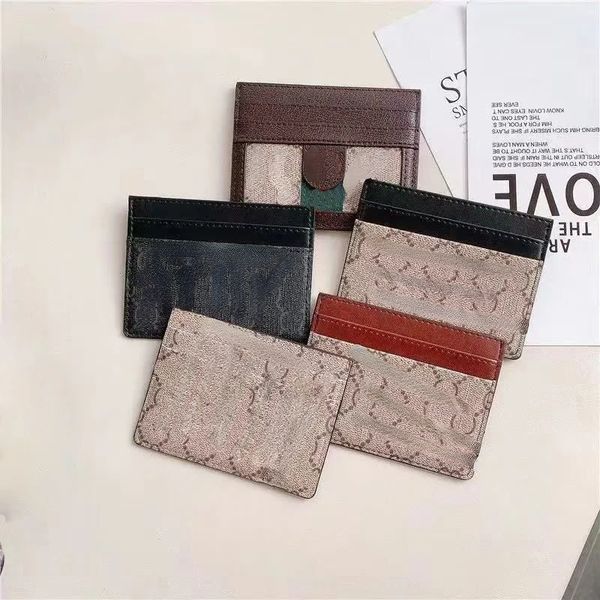 Porte-cartes de styliste pour hommes et femmes, Mini portefeuilles en peau d'agneau noir, pochette intérieure avec fentes intérieures, petit sac en cuir