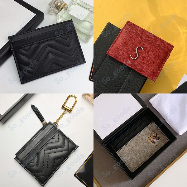 Diseñador Titular de la tarjeta Hombres Mujeres Titulares de tarjetas Black Lambskin Mini Wallets Monedero Bolso de cuero Bolsos Tiger Snake Cardholder xx