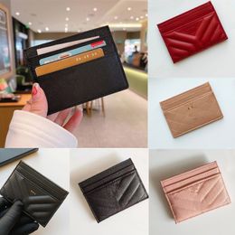 Soporte de tarjeta de diseñador Hombres de cuero para mujer Tarjetas acolchadas de lienzo de lienzo de lujo Mini billeteras de doble lado Bolsas de monedero de monedas Moda de cuero negro rosa rojo