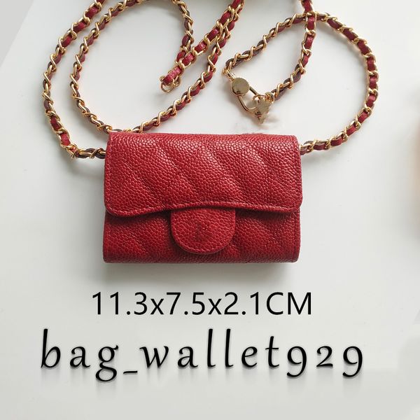 Bolso de hombro de diseñador Monederos rojos Mujeres WAllets Bolsa CC de lujo Cartera cruzada Diseñador Mini monedero Moda Senderismo Solapa Bolsa rosa Cremalleras de cuero Titulares de alta calidad