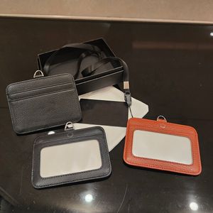 Titular de la tarjeta de diseñador Lugar de trabajo Cuello blanco Estuche para tarjetas de identificación Cartera de cuero unisex Organizador de tarjetas de crédito Cordón de oficina Estuche para identificación Mini monedero