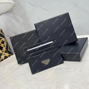Titular de la tarjeta de diseñador Cartera de lujo Identificación negra Titular de la tarjeta de crédito Mini billetera para mujer Triángulo Marca Moda Cuero Lona Diseñador de hombre Color sólido Doble cara