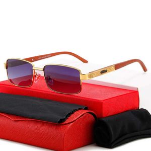 Designer Cardi Classic CT 2023 Nouvelles lunettes de soleil en plein trame pour hommes Box Box Lunettes de jambe en bois avec logo et boîte