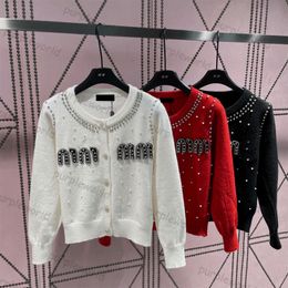 Designer vest dames trui knop klassieke letter strass mode casual gebreide jas met lange mouwen