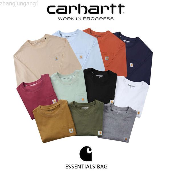 Diseñador Carhart Bag Carharrt 23 Nuevo Clásico Dorado Bordado Manga larga Verano Suelto Pareja Camiseta versátil Tendencia