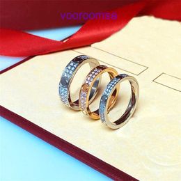 Bagues Carter Designer pour femmes et hommes Carte plaquée or avec deux rangées de bague en diamant coréen réseau non décoloré couple rouge avec boîte originale Pyj