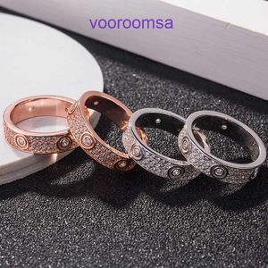 Bagues Carter Designer pour femmes et hommes S925 Sterling Silver Full Sky Star Trois rangées de diamants Bague de couple d'amour plaquée avec vis en or rose 18 carats avec boîte d'origine