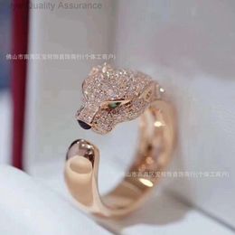 Designer Cartera 925 Sterling Silver Card Home Leopard Ring Posed met 18K Rose Gold Half Diamond Full Diamond Leopard Head Open Ring Precision High Edition