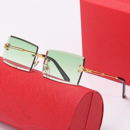 Designer Carti -bril Men Lunettes Luxury zonnebril zonnebril mode vierkant diamant gesneden brillen zonder rand met gouden wrap -bril met kast dames zonnebril