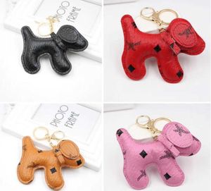 Designer Cartoon Dier Kleine Hond Creatieve Sleutelhanger Accessoires Ring PU Leer Brief Patroon Auto Sleutelhanger