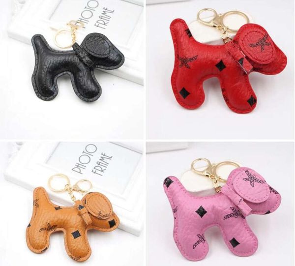 Porte-clés créatif en cuir PU, motif Animal de dessin animé, petit chien, accessoires, anneau, motif de lettres, bijoux de voiture