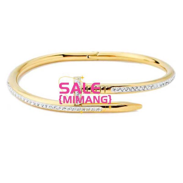 Bracelet minimaliste en bracelet minimaliste de créateur plein de diamant 18 km d'ouverture de boue d'or ongle Nail polyvalent et mode incolore 4U7i