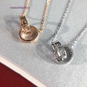 Designer Cartres Double Ring Necklace Dames V Goud Hoge Versie Geplateerd 18K Rose Volledige diamanten kraagketen Versatiel licht Luxe Live -uitzending