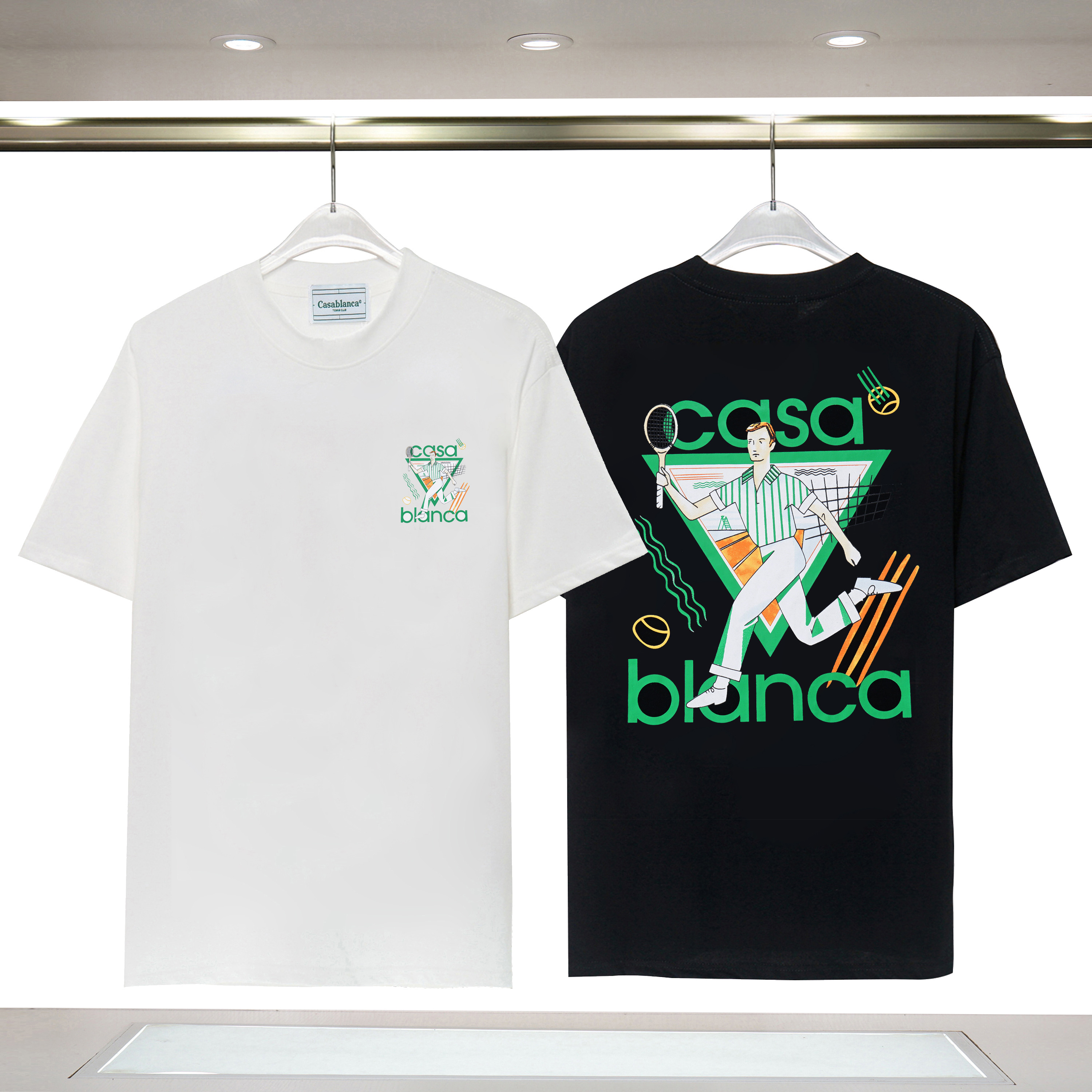 Tasarımcı Kazablanka Erkek Gömlek Moda Erkekler Sıradan T-Shirts Street Erkek T Tenis Kulübü Şortlu Sleeve Casa B S Shors