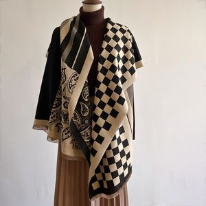 Bufanda de cachemira de diseñador y mezcla de seda Colores de moda de lujo Pashmina Bufanda de invierno Mantón de diseñador de marca cálido Patrón clásico Largo 180x65 cm