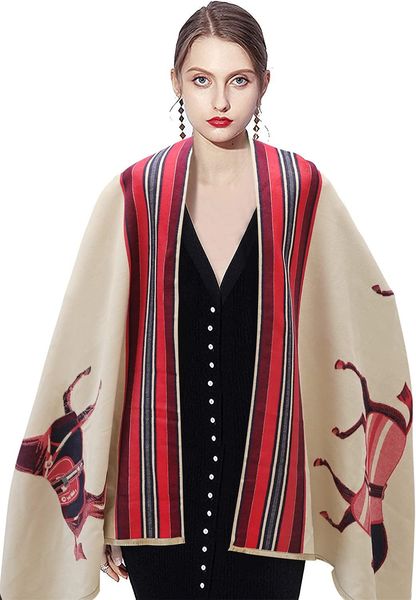 Bufanda de cachemira de diseñador Mujeres y hombres de invierno bufanda larga Cachemira larga Pashmina Mantón sedoso Abrigo para vestir de noche Manta Frente abierto Poncho Cabo regalos para niña