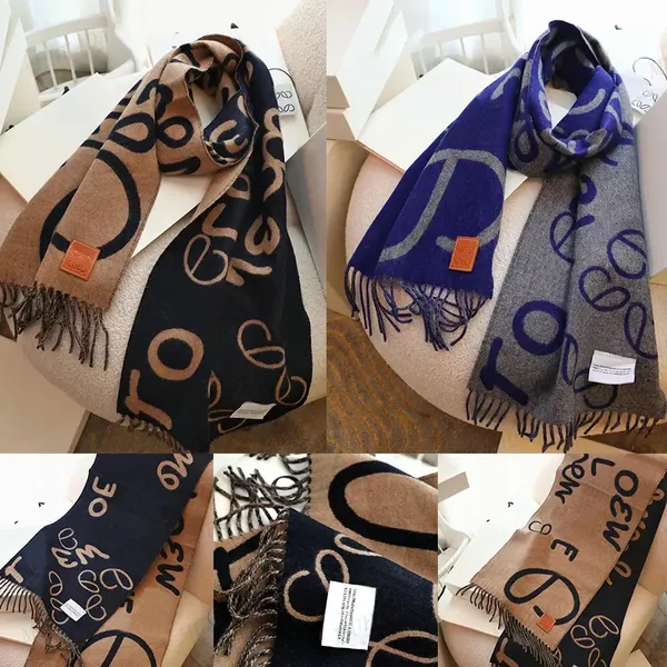 Designer Cachemire Foulards Lettre Laine Écharpe Femmes Jacquard Châle De Mode En Cuir De Vache Wrap Hommes Lettre Graffiti Châles Chaud Wraps 2310204D