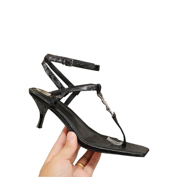 Diseñador Cassandra Sandalias en mujeres lisas Sandalias OPYUM de lujo Tacones de aguja Charol Oro Negro Nuedes Rojo Dama Fiesta Metal Tacón alto Tamaño 34-44