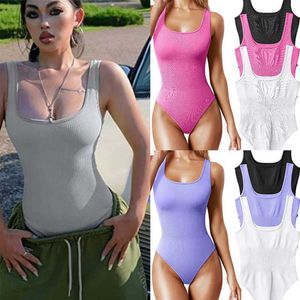 Designer Casual 2023 Zomer Dames Sexy Jumpsuits Basisstijl Dames Laaggesloten Mouwloos Vest Bodysuit