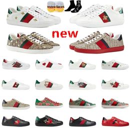 Designer Casual Bee Ace Low Mens Womens Chaussures Tiger de haute qualité Broidered Black Blanc Green Stripes Walking Sneakers