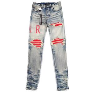 Designer Casual Fashion Premium Hommes Lettre Modèle Skinny Jeans High Street Retro Stretch Jeans