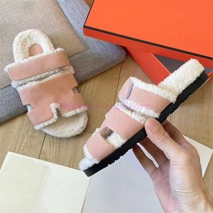 Designer casual bontpantoffels winter warm slide harige wollen schoenen luxe dames dames thuis fuzzy sandalen casual indoor platte schoenen platform sherpa fleece