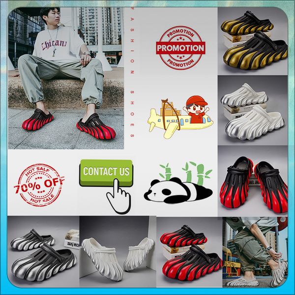 Designer Casual Half Pack Pantoufles Sliders d'été Hommes Femmes Graffiti Bone White Diapositives Sandales Anti-usure Mémoire résistante à l'usure Pantoufle à coussin épais