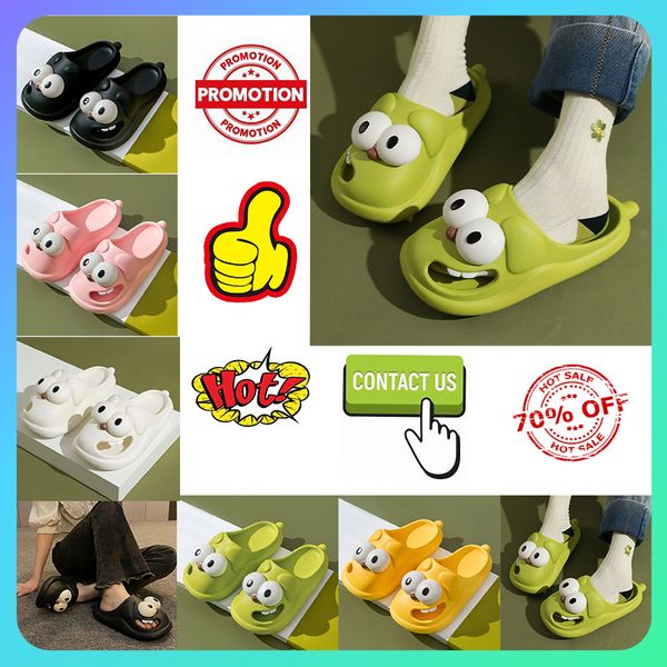 Designer Casual Platform Big Eyed Pantoufles mignonnes Hommes Femme Anti Slip Résistant à l'usure Léger Respirant Bas Semelles Souples Sandales Plat Beach Slipper