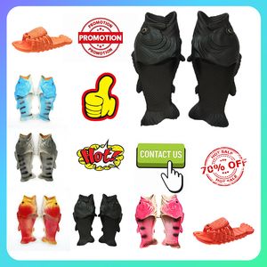 Designer Casual Plateforme Poisson Crevette Pantoufles drôles Hommes Femme Anti Slip Résistant à l'usure Léger Respirant Coupe Basse Semelles Souples Sandales Plat Été Pantoufle