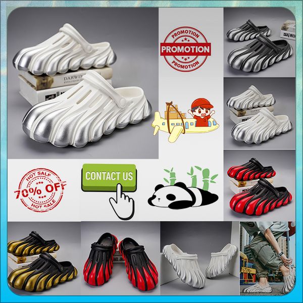 Diseñador Plataforma casual Medio paquete zapatillas deslizadores de verano hombres mujeres Graffiti hueso blanco diapositivas sandalias antideslizante memoria resistente al desgaste suave cojín grueso zapatilla