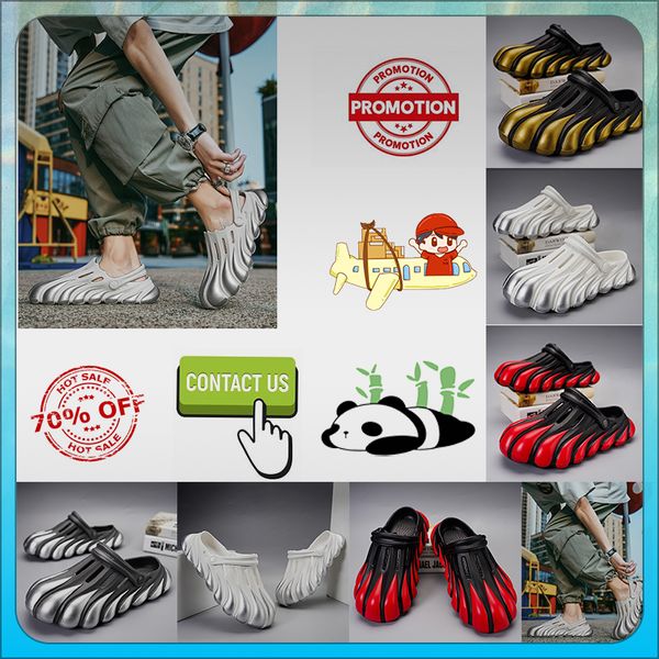 Diseñador Plataforma casual Medio paquete zapatillas deslizadores de verano hombres mujeres Graffiti hueso blanco diapositivas sandalias antideslizante resistente al desgaste zapatilla de cojín grueso