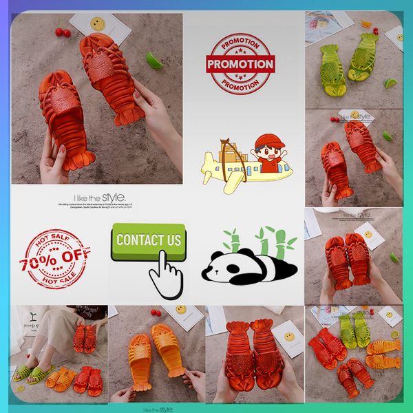 Designer Casual Platform Pantoufles de homard Sliders d'été Hommes Femmes Slides Sandales Rouge Vert Mémoire Coussin épais Pantoufles Parent Cloud Slides Taille24-45