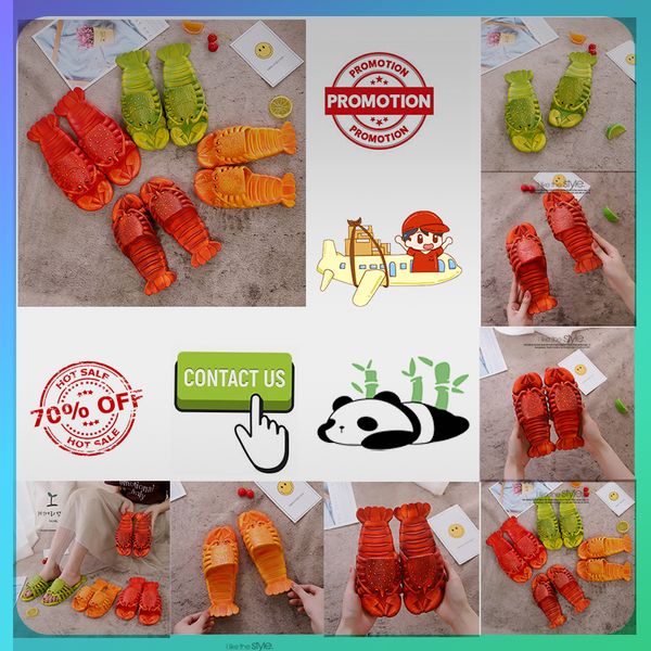 Designer Casual Platform Pantoufles de homard Sliders d'été Femmes Slides Sandales Rouge Vert Mémoire Coussin épais Parent Enfant Pantoufles Cloud Slides Taille24-45