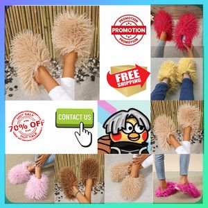 Livraison gratuite Designer Casual Platform Peluche Slides Pantoufles Hommes chauds avec peluche Léger Grande taille Semelles super douces Sandales d'hiver plates 36-49