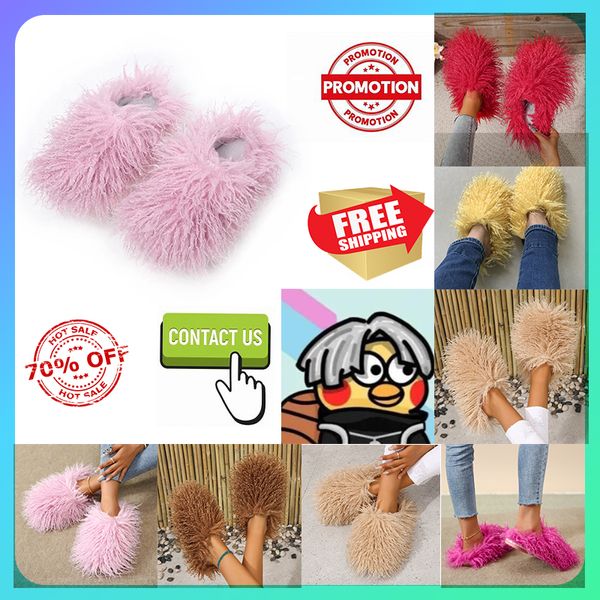 Livraison gratuite Designer Casual Plateforme Peluche Diapositives Pantoufles Hommes Femme Garder au chaud avec peluche Léger Grande taille super semelles Sandales d'hiver plates 36-49