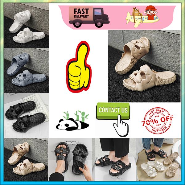 Diseñador Casual Plataforma Esqueleto Divertido Una palabra Zapatillas de arrastre Deslizadores de verano Hombres Mujeres Diapositivas de arco iris Sandalias Sandalias Suave Cojín grueso Zapatilla Diapositiva de nube