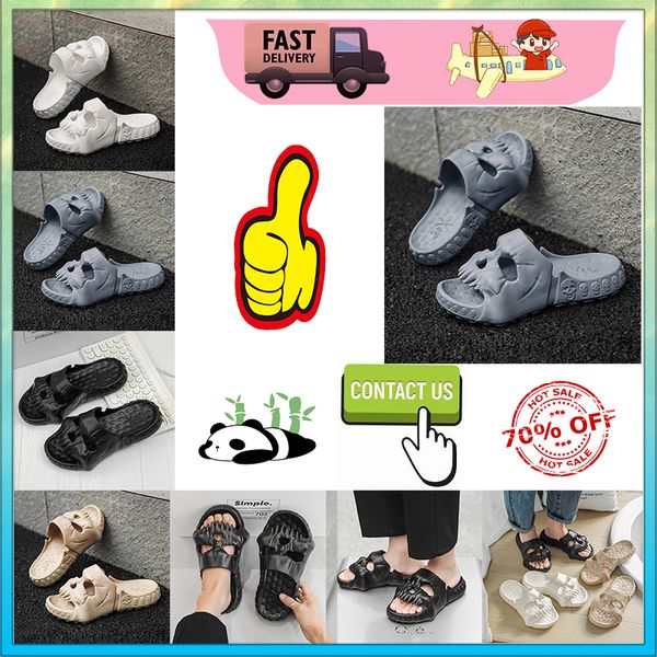 Diseñador Casual Plataforma Esqueleto Cabeza Divertida Una palabra Arrastre zapatillas verano hombres mujeres arco iris diapositivas sandalias sandalias suave cojín grueso zapatilla nube diapositiva