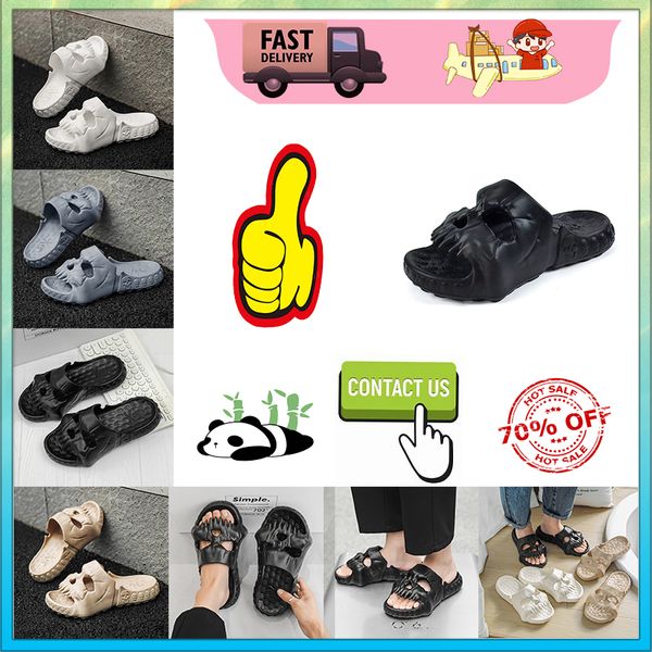 Diseñador Plataforma casual Cabeza de esqueleto Divertida Una palabra Zapatillas de arrastre Deslizadores de verano Hombres Mujeres Diapositivas de arco iris Sandalias Sandalias Cojín grueso y suave Diapositiva de nube