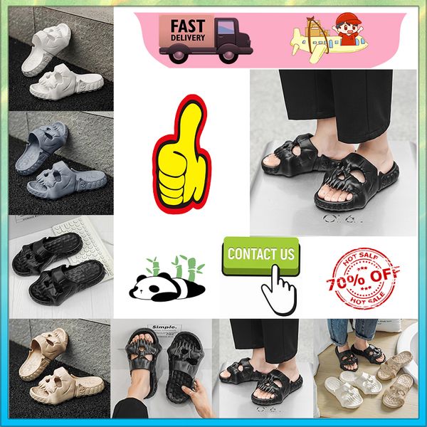 Diseñador Casual Plataforma Esqueleto Cabeza Divertida Una palabra Arrastrar zapatillas deslizadores hombres mujeres arco iris diapositivas sandalias sandalias suave cojín grueso zapatilla nube diapositiva