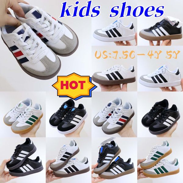 Designer Casual Running Kids Chaussures Sneakers Toddlers Preschool Athletic Garçons Girls Children Choot Shoe Runner Gum Trainers Black White Taille 24-37 D4FW #