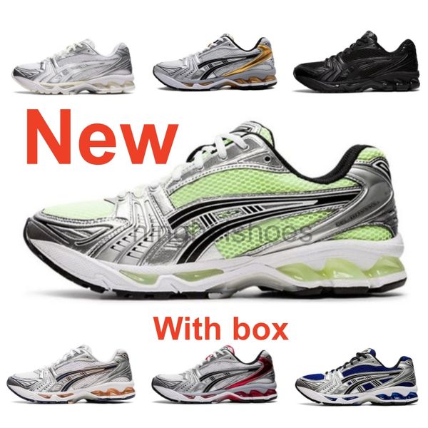 Designer Casual Running Shoes Gel Kayano14 Entrenadores Cuero Negro Rojo Verde Blanco Plata Low Top Retro Athletic Hombres Mujeres Entrenadores Deportes al aire libre Zapatillas con caja