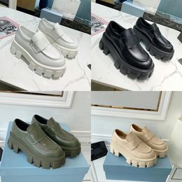 Designer Casual Shoe hommes femmes monolithes sneaker triangle logo chaussures noires augmente la plate-forme baskets en cuir brossé chocolat