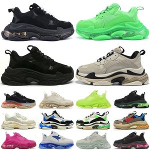 chaussures de sport de designer 17FW triple s hommes femmes baskets à plateforme semelle transparente noir blanc gris rouge rose bleu royal néon vert baskets pour hommes chaussure de tennis 36-45