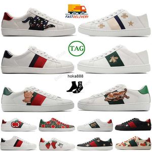 Ontwerper Casual schoenen Ace Sneakers Lage platte heren Damesschoenen Hoge kwaliteit Tijger geborduurde zwart wit groen strepen lopen sneakers