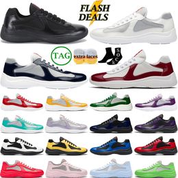 Designer Casual Chaussures America Cup Low Top Mat Cuir Mesh Caoutchouc Semelle Tissu Cuir Verni Hommes Femmes Sports Snakers Tainers