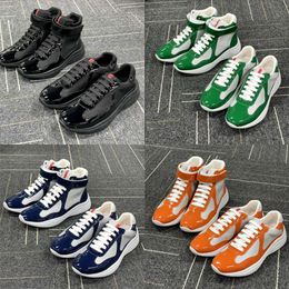 Designer Casual Chaussures Americas Cup XL Baskets Hommes Femmes Bas Haut Haut En Cuir Verni Baskets Plates Noir Mesh À Lacets Runner Chaussures De Sport Avec Boîte NO53