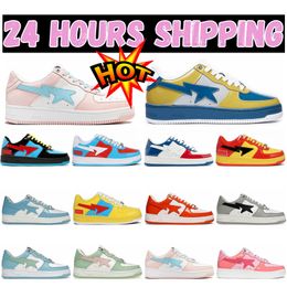 Designer Casual Schoenen Bapas Shark Laag Lakleer Sterren Rood Blauw Zwart Wit Roze Skateboarden Joggen Heren Dames Sport Sneakers Trainer 36-45 Hardlopers