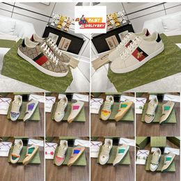 Designer Casual Chaussures Bee Ace Baskets Low Femme Chaussure Sport Baskets Tigre Brodé Noir Blanc Vert Rayures Marche Hommes Femmes 1977