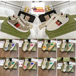 Designer Casual Schoenen Bee Ace Sneakers Lage Damesschoen Sporttrainers Tijger Geborduurd Zwart Wit Groene Strepen Wandelen Heren Dames 1977 Screener Sneakers Box