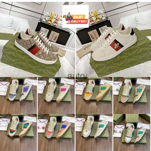 Designer Casual Chaussures Bee Ace Baskets Low Femme Chaussure Sport Baskets Tigre Brodé Noir Blanc Vert Rayures Marche Hommes Femmes 1977 Baskets Screener